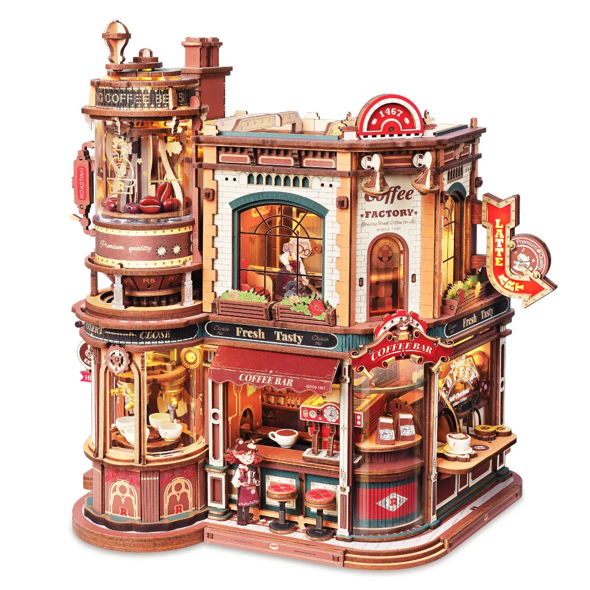 Music Box 3D Wooden Puzzle 14+: Dream Coffee Factory EAB02, Robotime ROKR