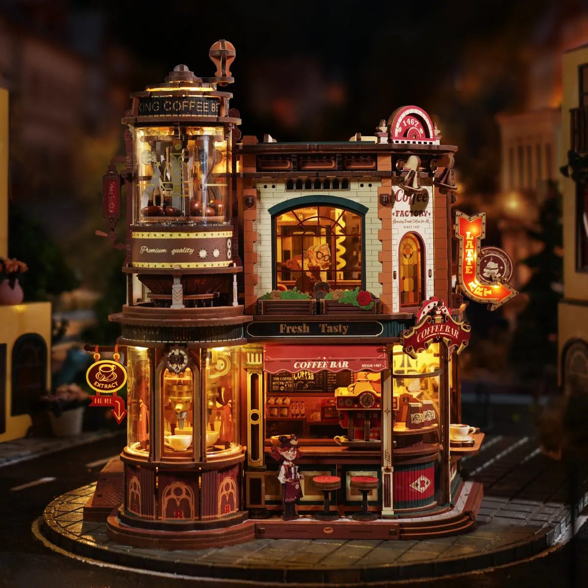 Music Box 3D Wooden Puzzle 14+: Dream Coffee Factory EAB02, Robotime ROKR