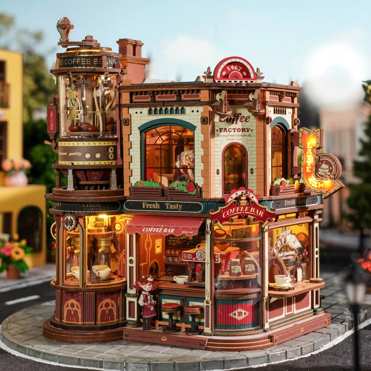 Music Box 3D Wooden Puzzle 14+: Dream Coffee Factory EAB02, Robotime ROKR