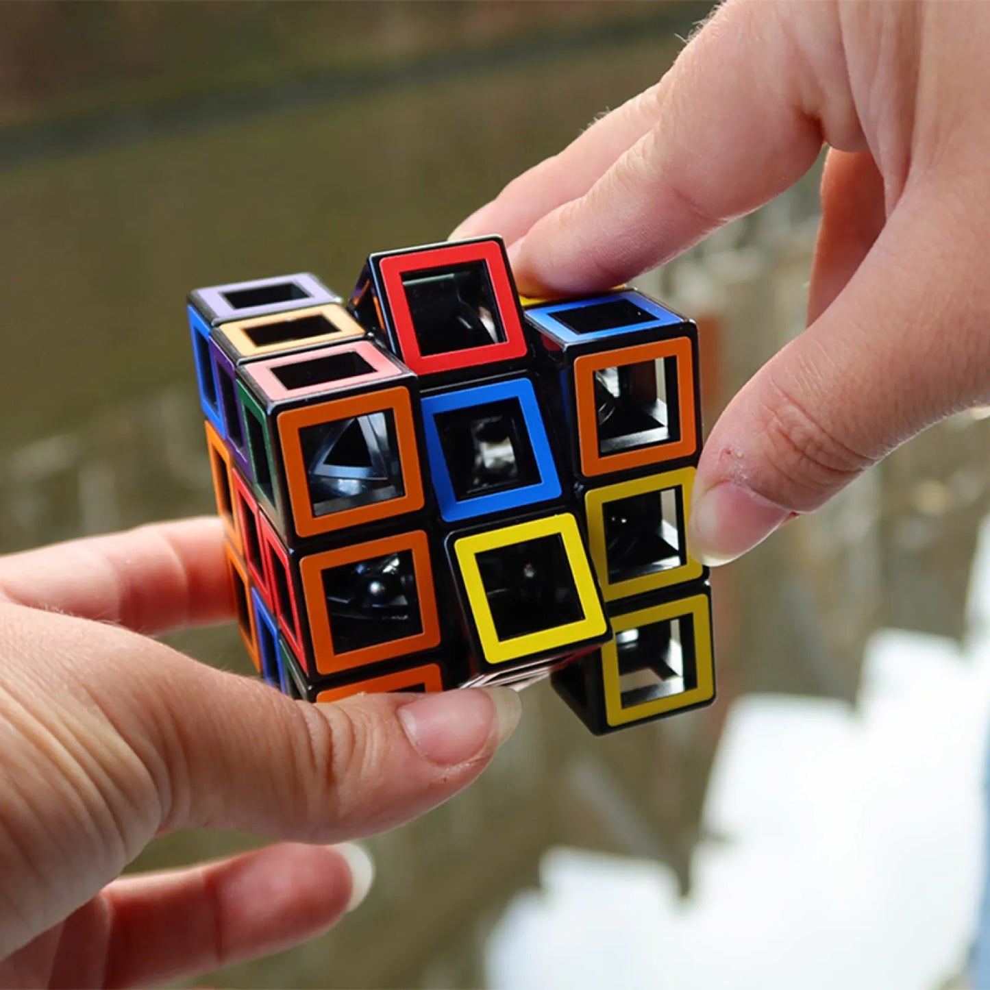 Hollow Cube, Coreless Transparent Brainteaser, For Ages 9+