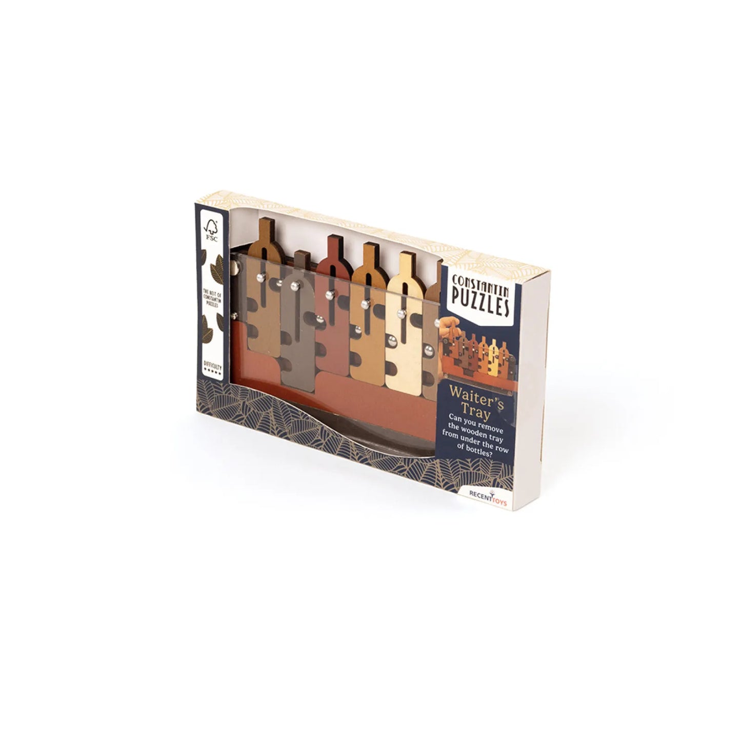 The Waiter's Tray, Wooden Sliding Maze Brainteaser, For Ages 14+
