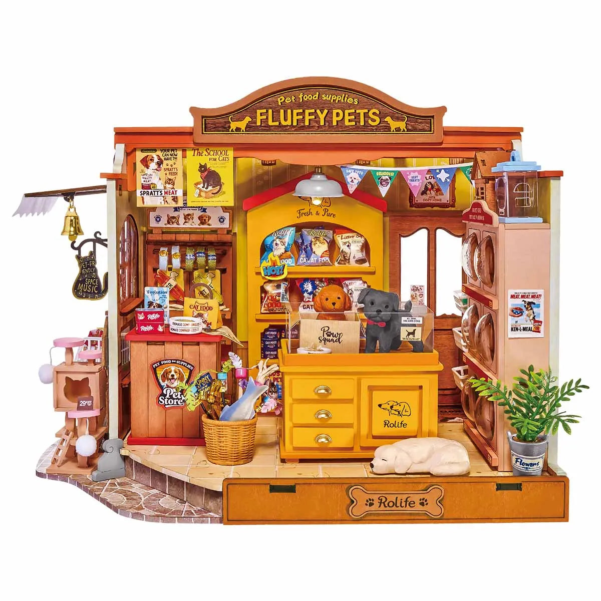 DIY Miniature House 14+: Fluffy Friends Store DG185, Robotime Rolife