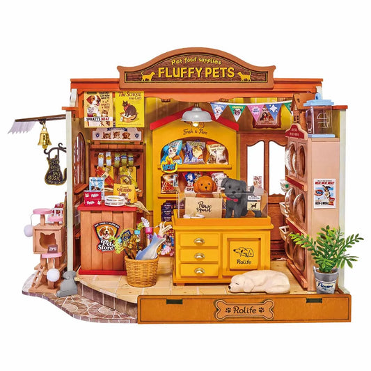 DIY Miniature House 14+: Fluffy Friends Store DG185, Robotime Rolife