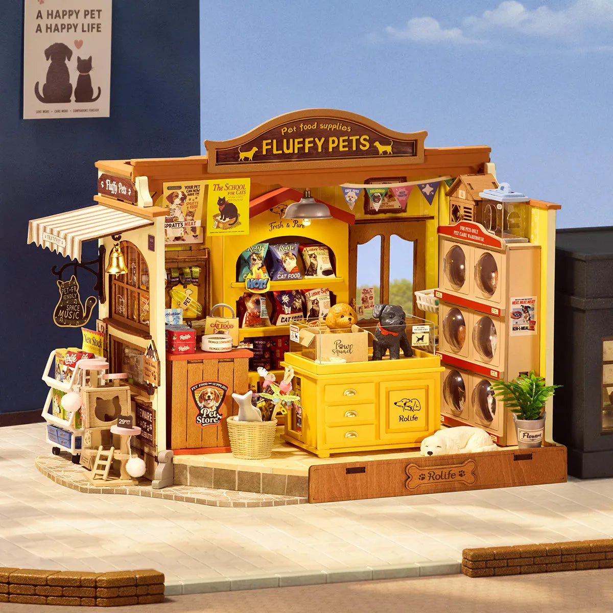 DIY Miniature House 14+: Fluffy Friends Store DG185, Robotime Rolife