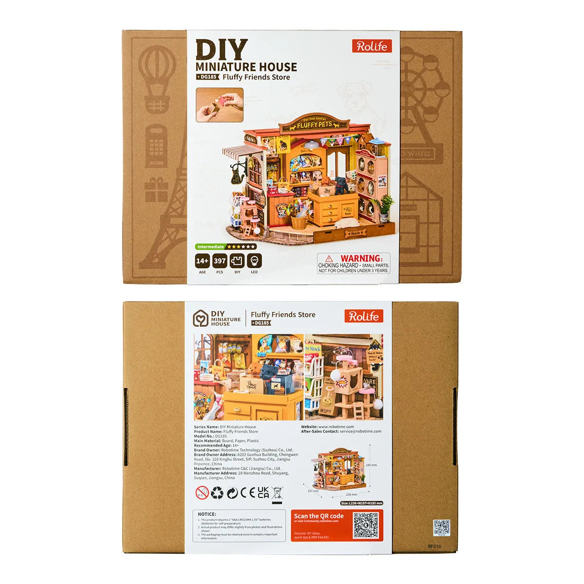 DIY Miniature House 14+: Fluffy Friends Store DG185, Robotime Rolife
