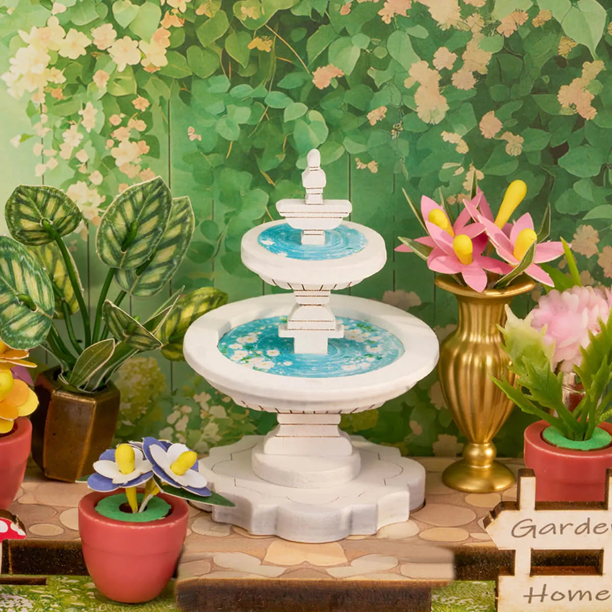 DIY Miniature House 14+: Green Fountain Garden DS049, Robotime Rolife