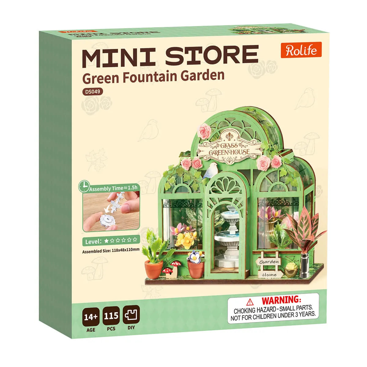 DIY Miniature House 14+: Green Fountain Garden DS049, Robotime Rolife