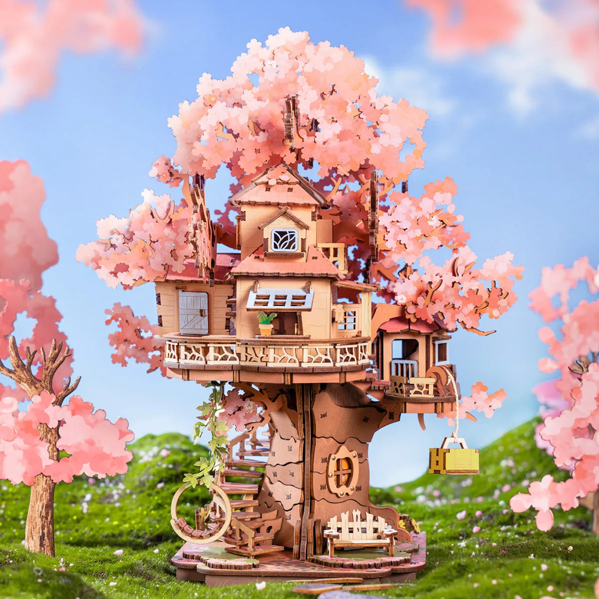 3D Wooden Puzzle 14+: Sakura Tree House TGS04, Robotime Rolife