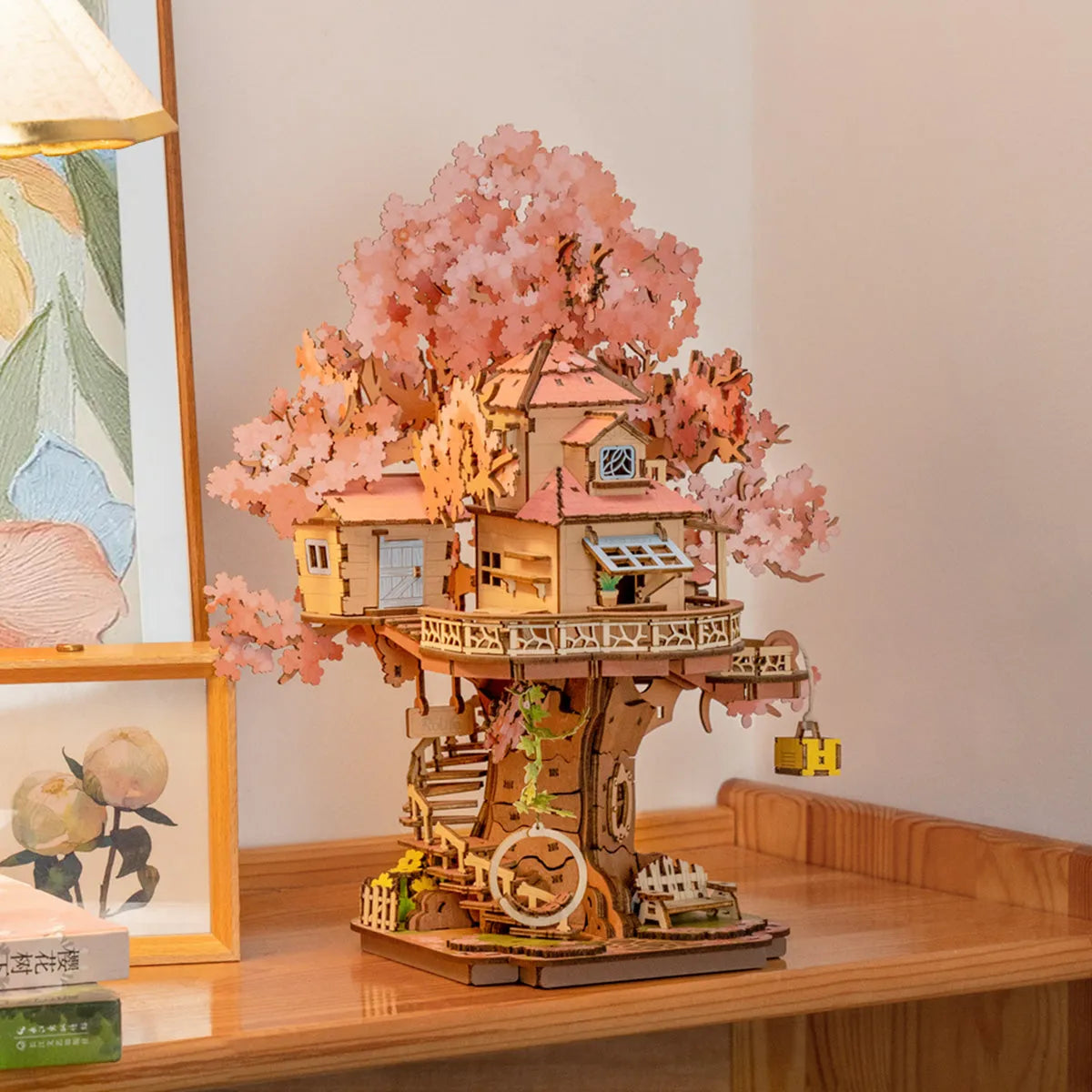3D Wooden Puzzle 14+: Sakura Tree House TGS04, Robotime Rolife
