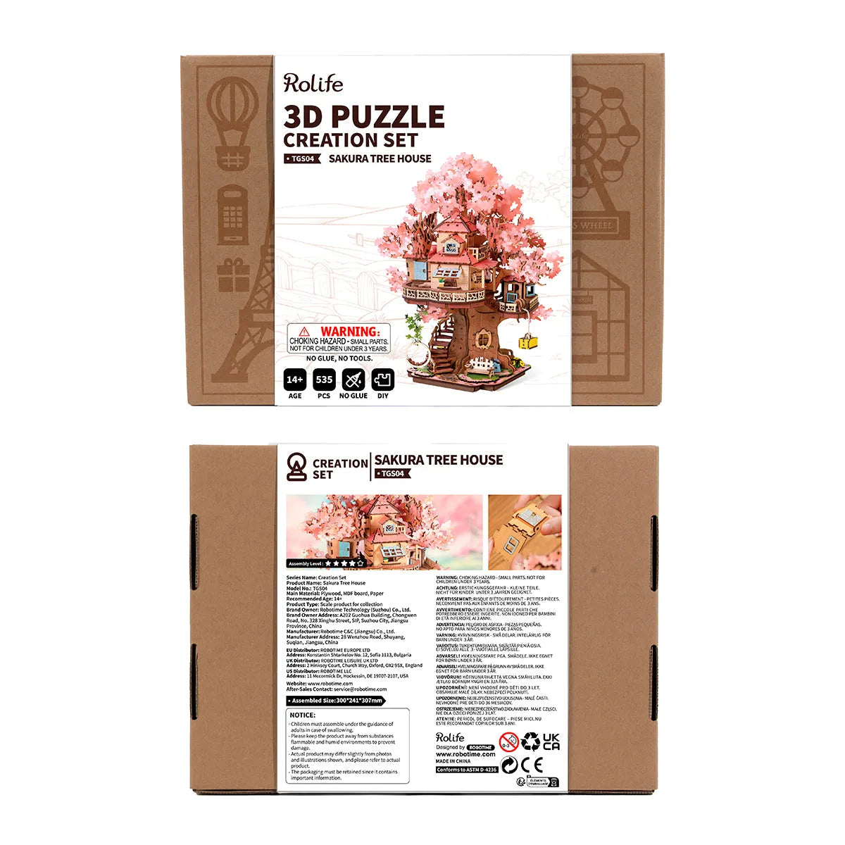3D Wooden Puzzle 14+: Sakura Tree House TGS04, Robotime Rolife