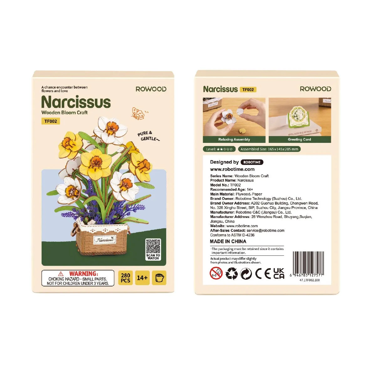 DIY Flower Bouquet 3D Puzzle 14+: Narcissus TF002, Robotime Rowood
