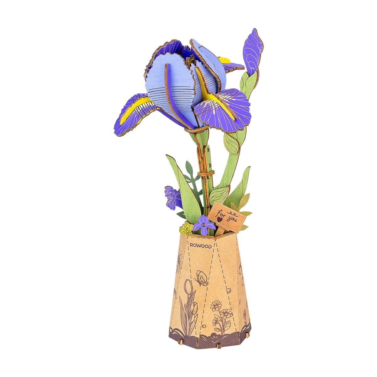 DIY Wooden Flower 3D Puzzle 14+: Purple Iris TW121, Robotime Rowood