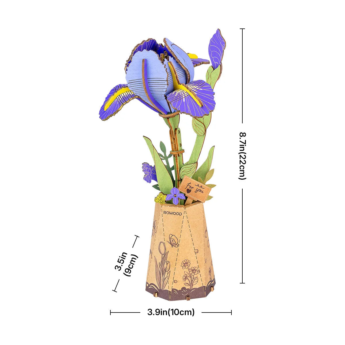 DIY Wooden Flower 3D Puzzle 14+: Purple Iris TW121, Robotime Rowood