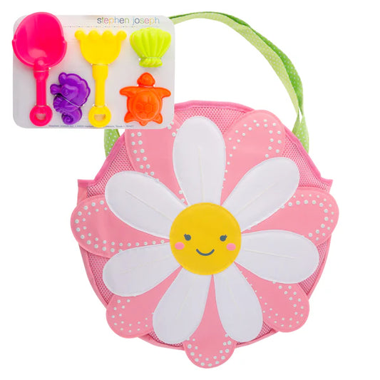 BEACH TOTE WITH TOY FLOWER