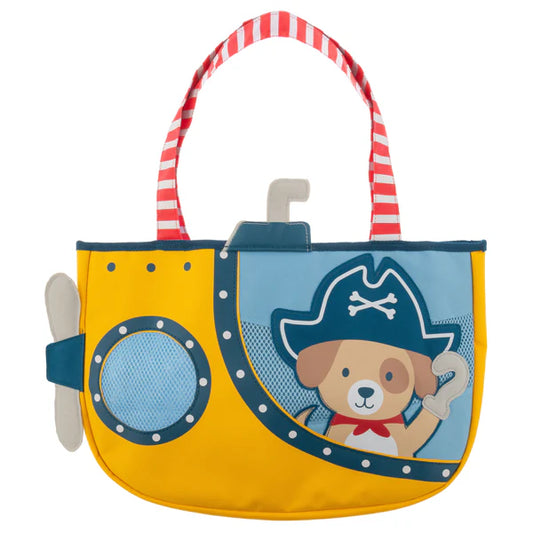 BEACH TOTE WITH TOY PIRATE DOG