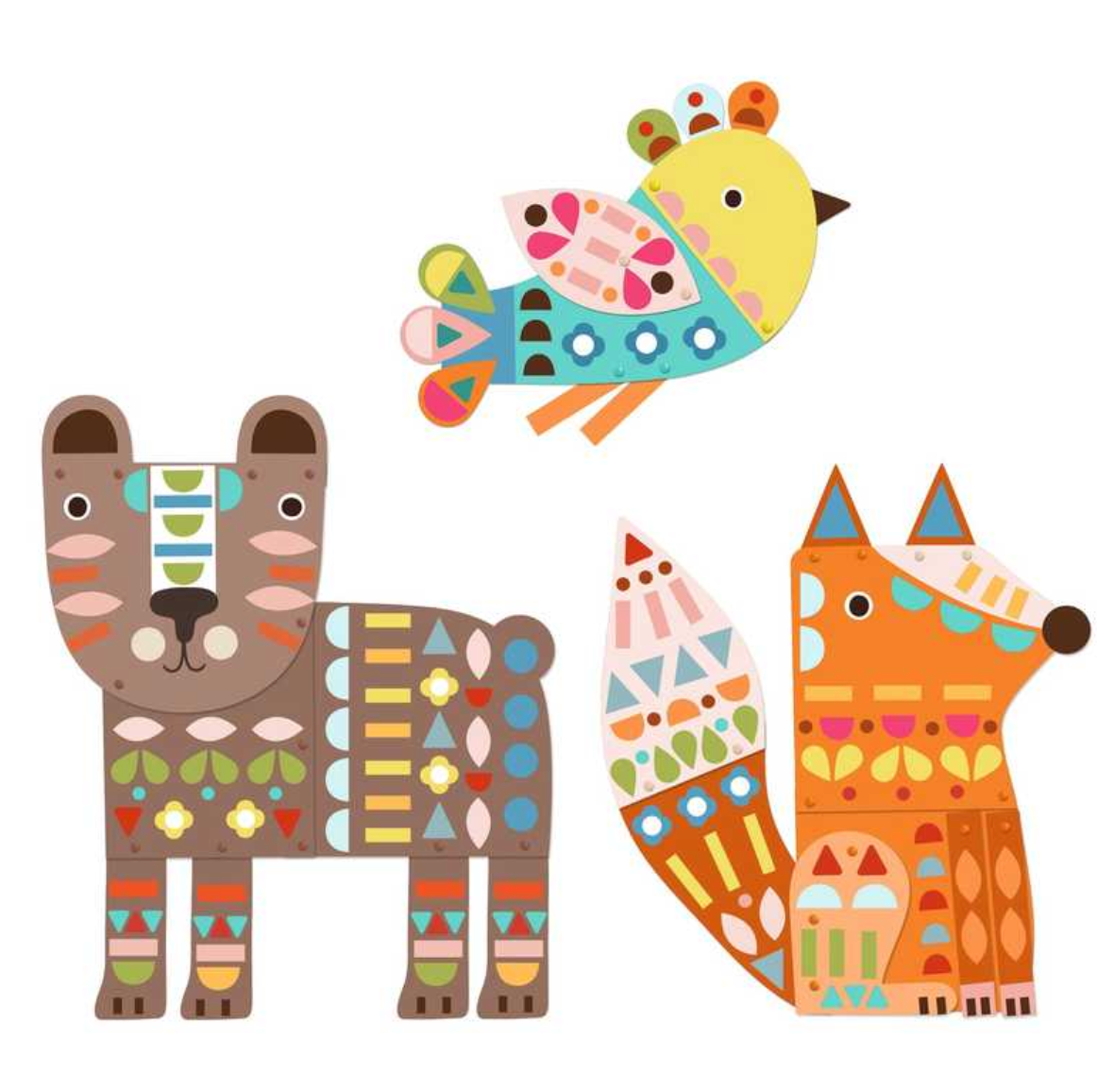 3 Giant Animals, Paper Craft Kit, 3+, Build A Bear, Fox & Bird With 200+ Stickers