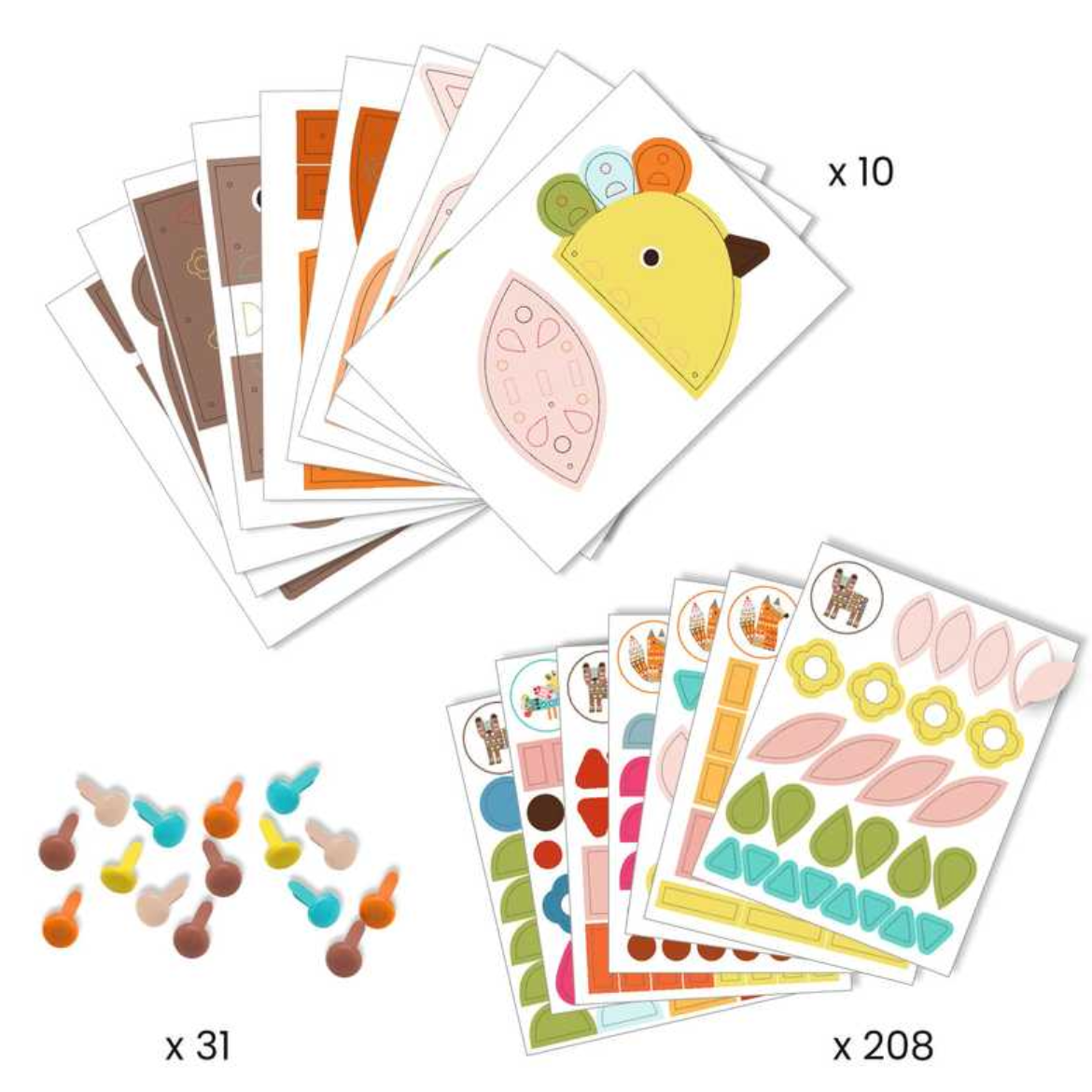 3 Giant Animals, Paper Craft Kit, 3+, Build A Bear, Fox & Bird With 200+ Stickers