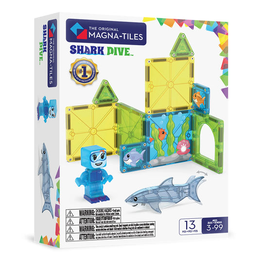 Magnetic Building Set 13-Piece: Shark Dive, Magna-Tiles