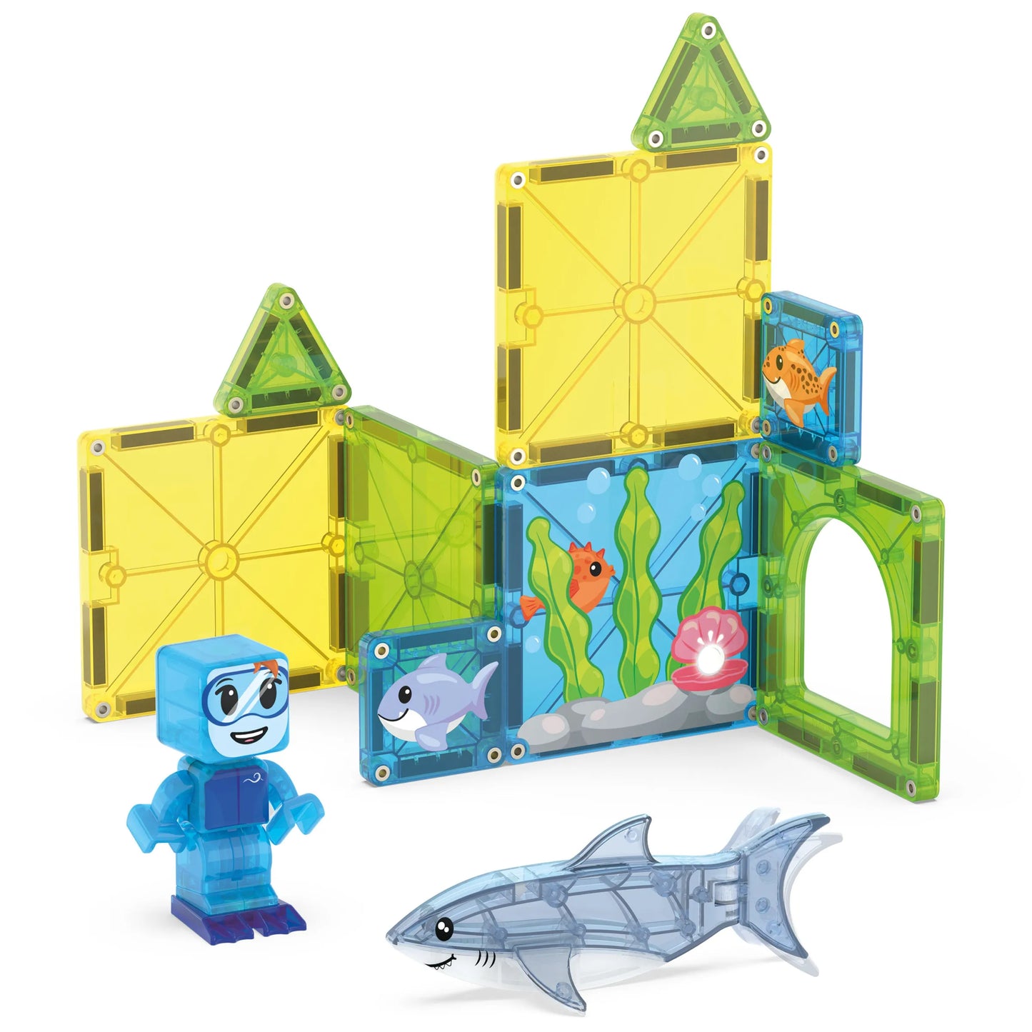 Magnetic Building Set 13-Piece: Shark Dive, Magna-Tiles