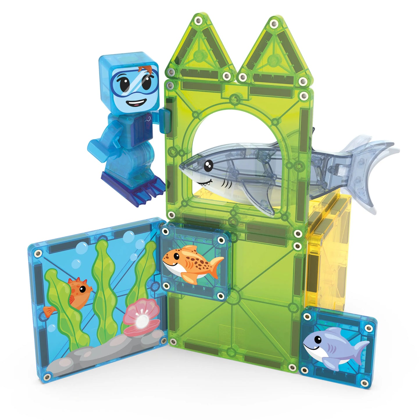 Magnetic Building Set 13-Piece: Shark Dive, Magna-Tiles