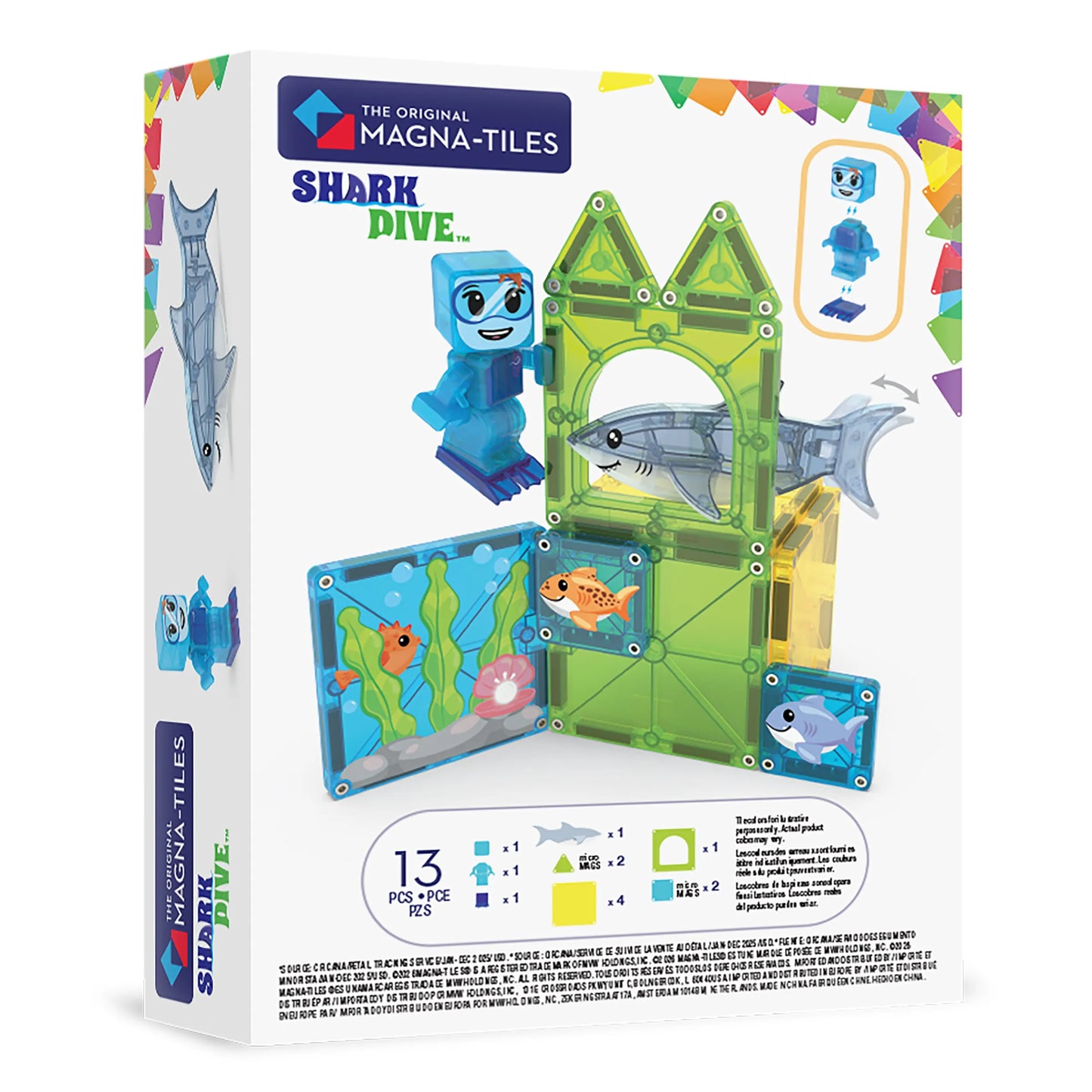 Magnetic Building Set 13-Piece: Shark Dive, Magna-Tiles