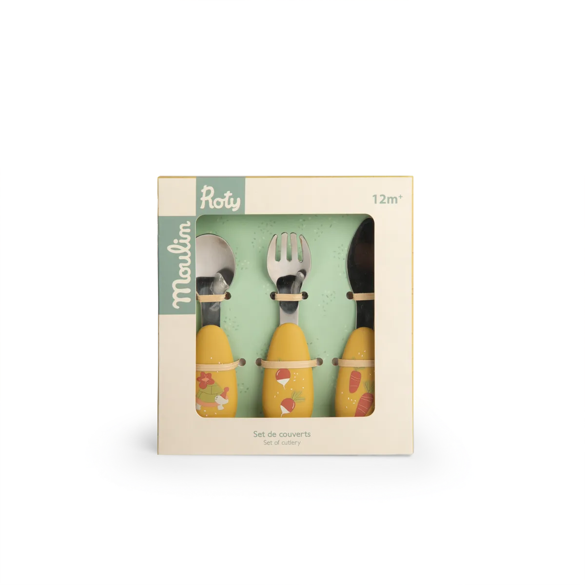 Silicone Cutlery Set for 1+: Trois Petits Lapins, Moulin Roty