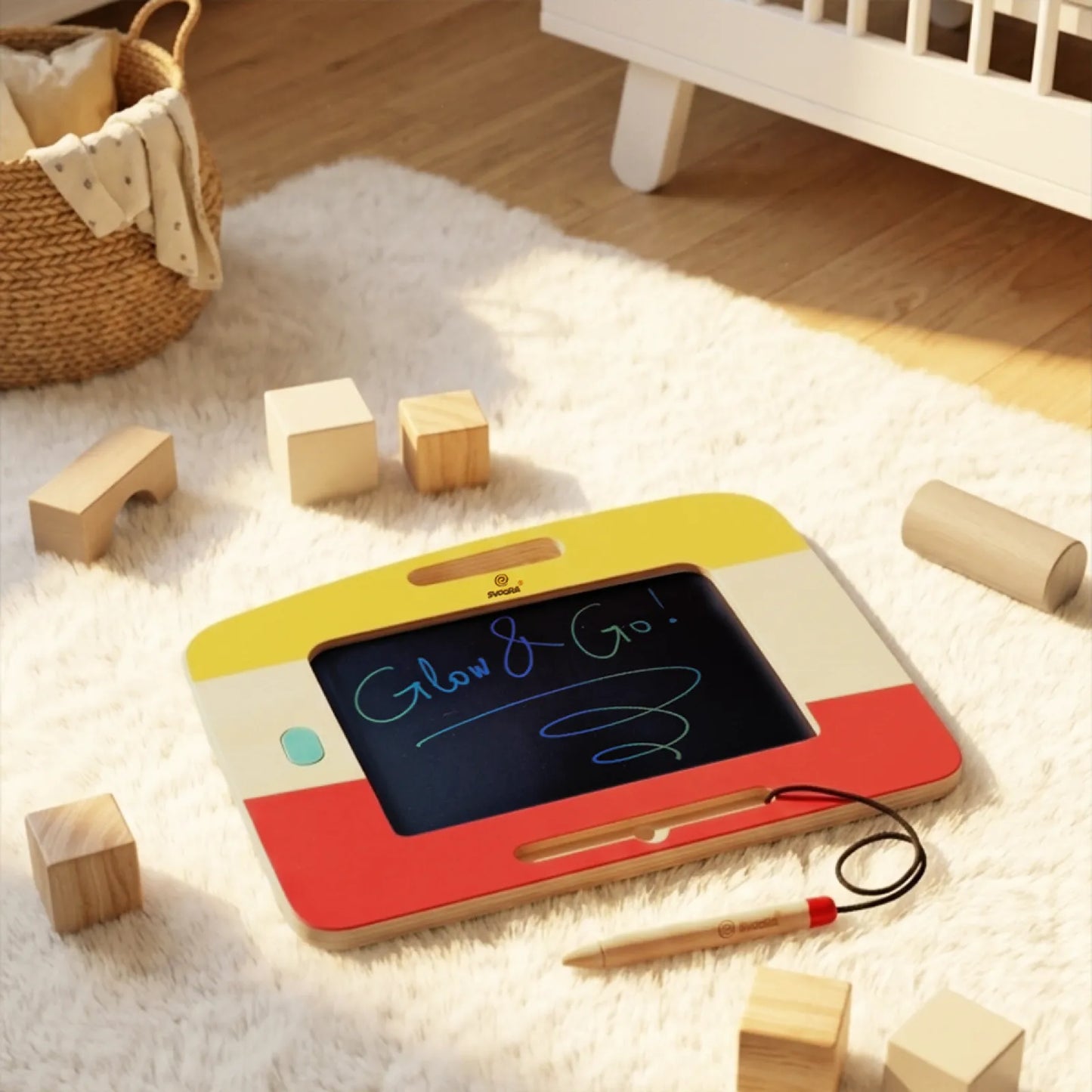 Glow and Go, Wooden Magic LCD Drawing Board, For Kids 3+