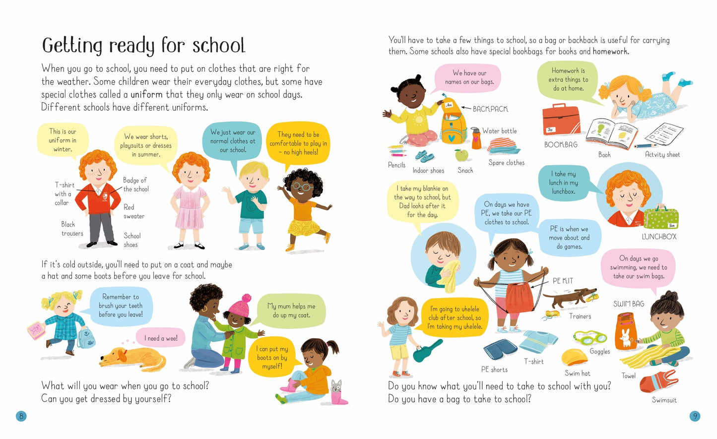 Book for preparing for school: All About Starting School, Usborne