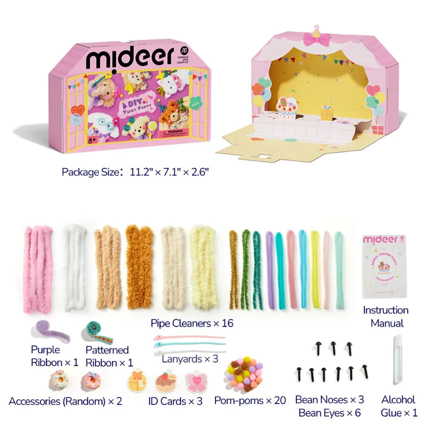 Animal Party, Chenille Stem Craft Kit for Kids 8+