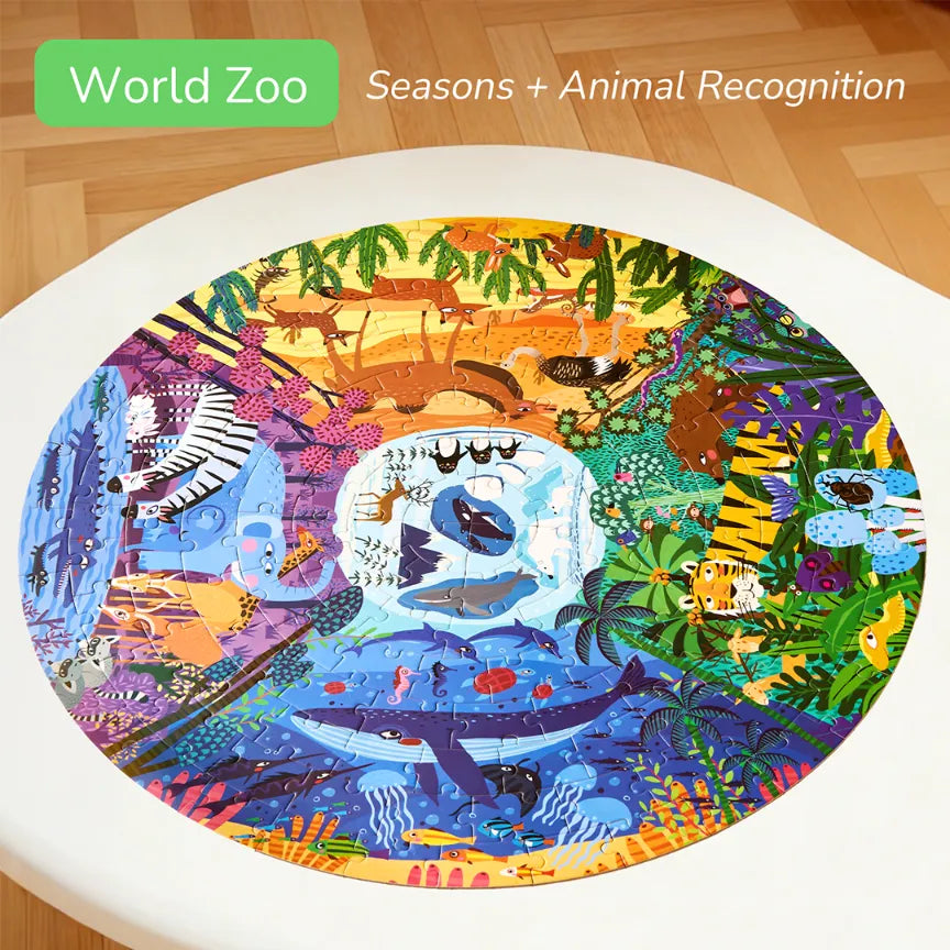 Animals Around the World, Panoramic Puzzle for Kids, 150 Pieces