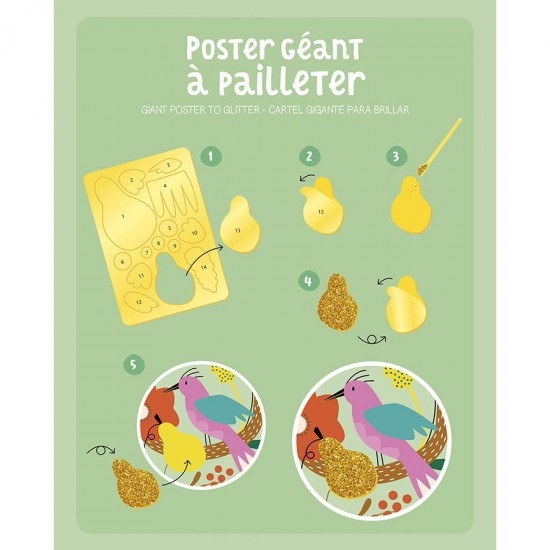My Activity Pouch - Giant Glitter Poster Fantastic Birds, AUZOU