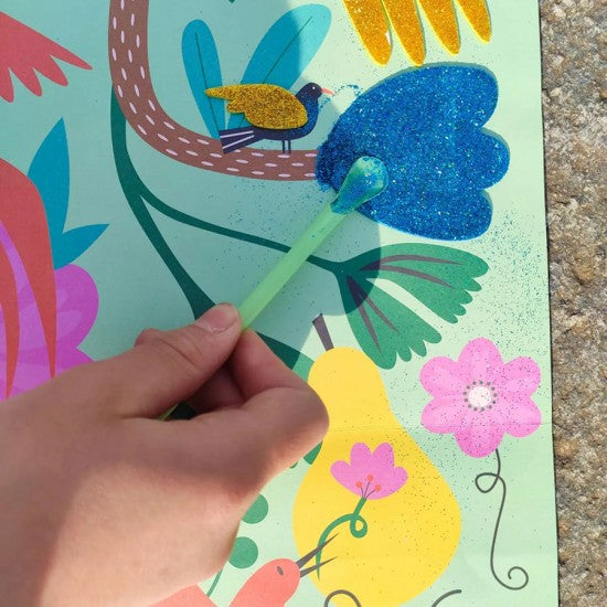 My Activity Pouch - Giant Glitter Poster Fantastic Birds, AUZOU