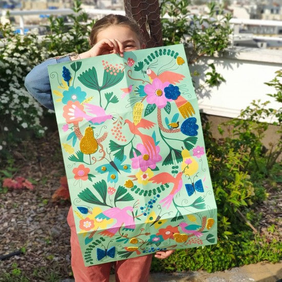 My Activity Pouch - Giant Glitter Poster Fantastic Birds, AUZOU