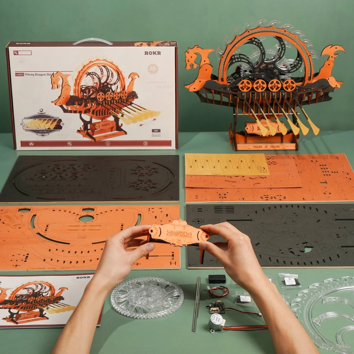 Viking Dragon Ship LK802: 3D Wooden Puzzle, 229 Pieces