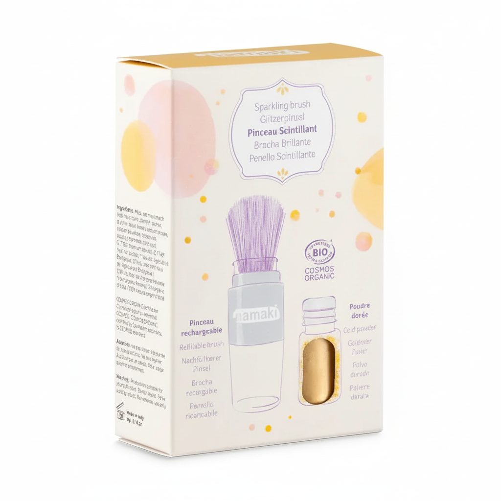 Magical brush & Sparkling powder Gold, Kids Makeup Set for Kids 3+