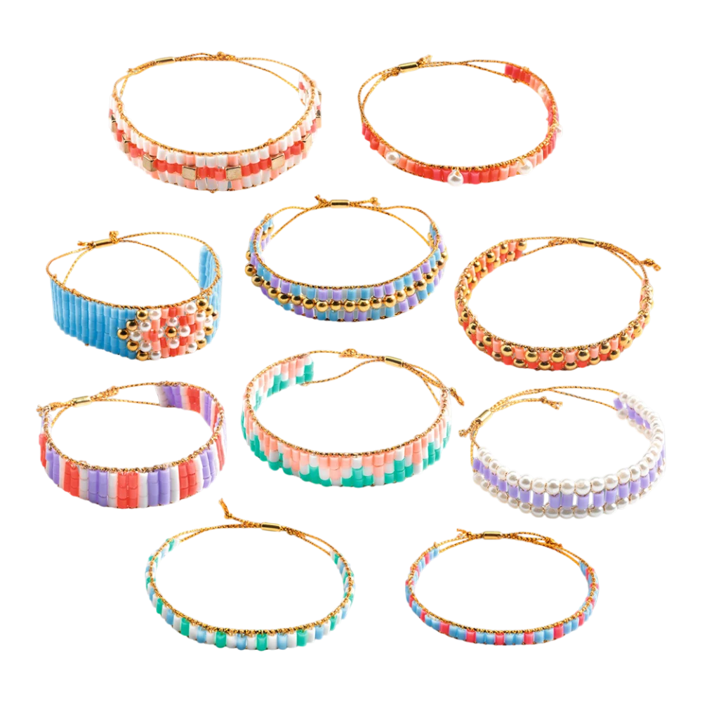 DIY Jewelry Kit 8+: Majuscules Bead Weaving Bracelets, Djeco