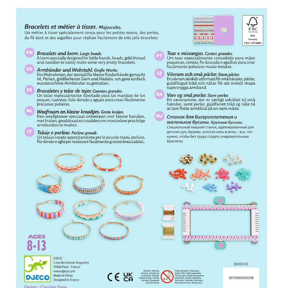 DIY Jewelry Kit 8+: Majuscules Bead Weaving Bracelets, Djeco