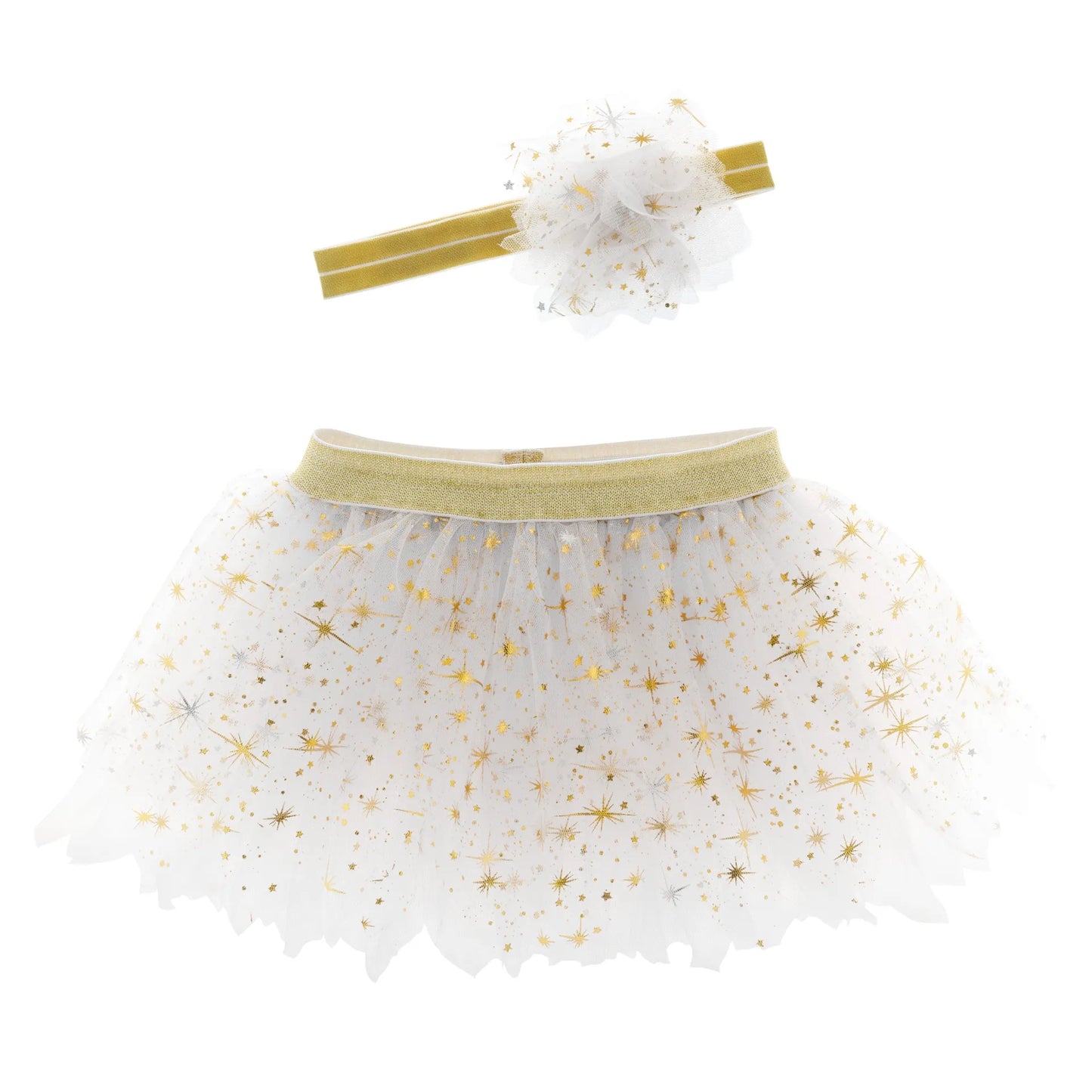 Big Sister Tutu & Headband Set Golden Pearl: Tulle Tutu & Headband Dress-Up Set. For Kids 3+