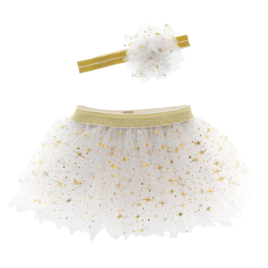 Big Sister Tutu & Headband Set Golden Pearl: Tulle Tutu & Headband Dress-Up Set. For Kids 3+