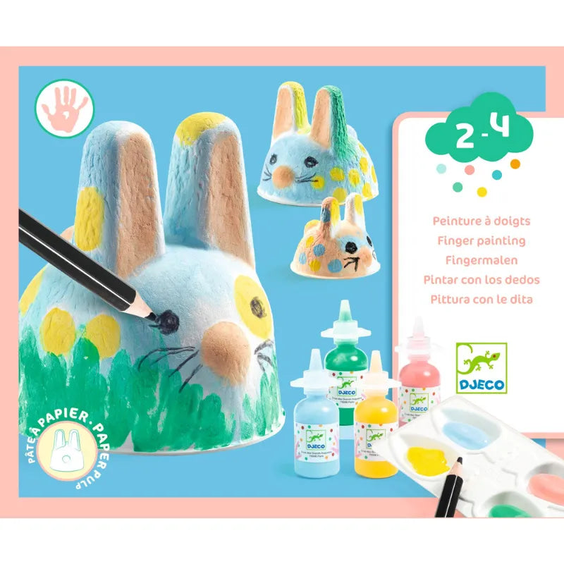 Bunny Trio, Finger Painting Set For Kids 18 Months+