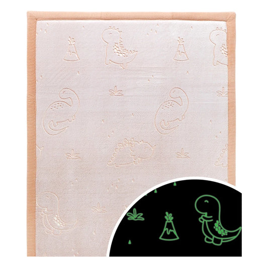 Glowing dinosaur design on a light-colored paper with a black inset showing the glowing effect.