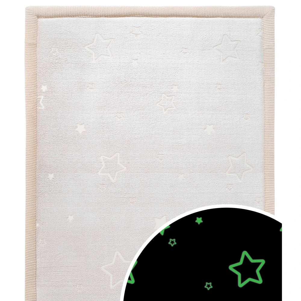 Gray rug with star pattern on a white background