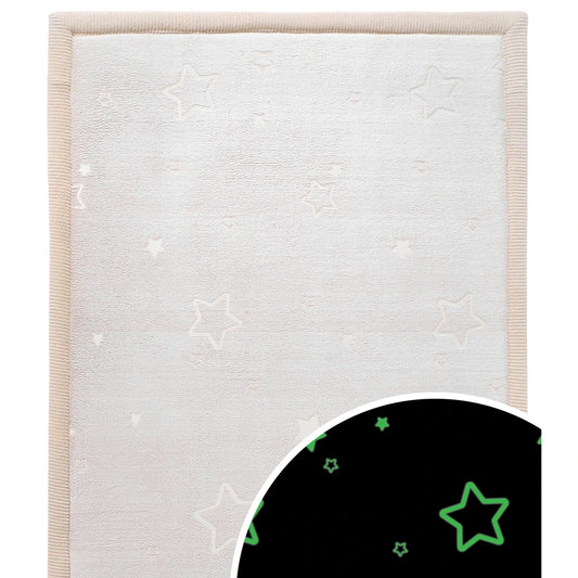 Gray rug with star pattern on a white background