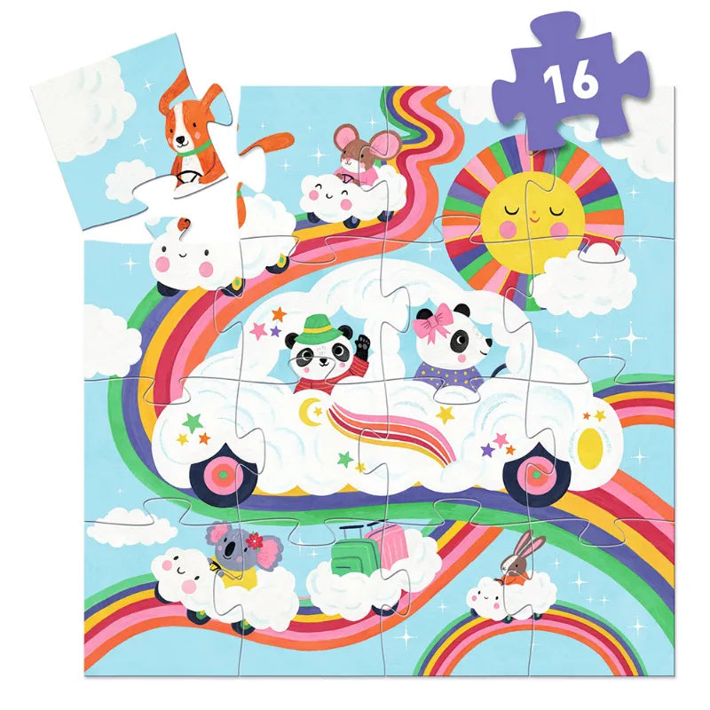 First Silhouette Puzzle: Cloud Car 16 Pieces, Djeco