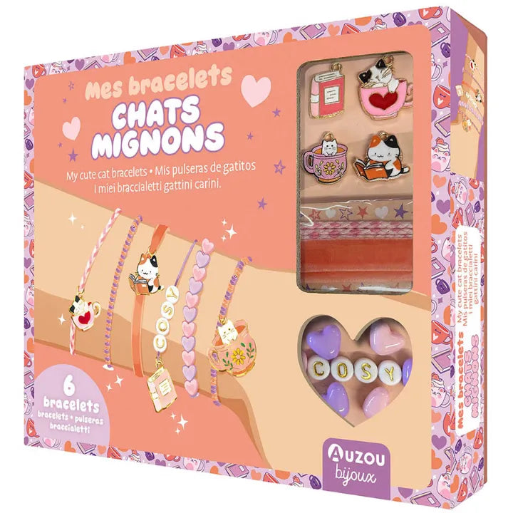 Cute Cat Bracelets, Jewellery Factory DIY Kit for Kids 6+