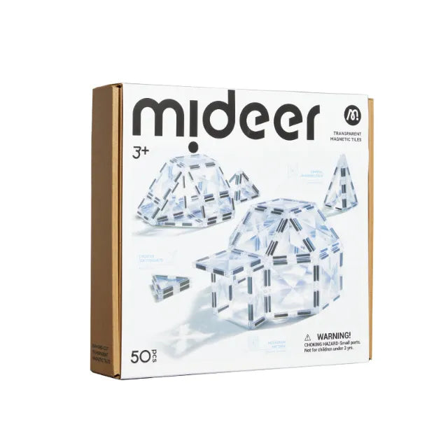 Diamond-Cut Transparent Magnetic Tiles for Kids 3+, 50 Pieces