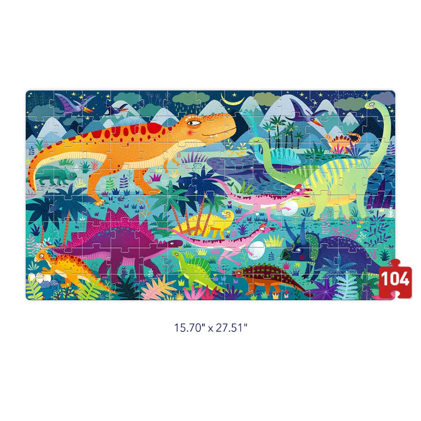 Dinosaur Age, Portable Gift Puzzle for Kids, 100 Pieces