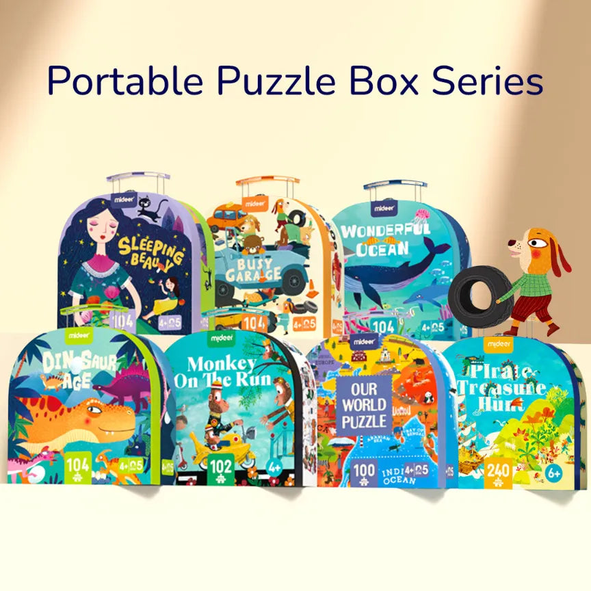 Dinosaur Age, Portable Gift Puzzle for Kids, 100 Pieces