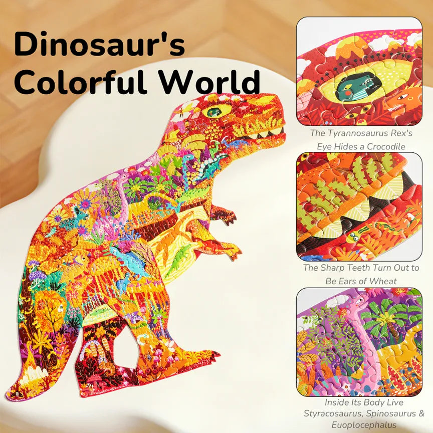 Dinosaur World, Shaped Artist Puzzle for Kids, 280 Pieces