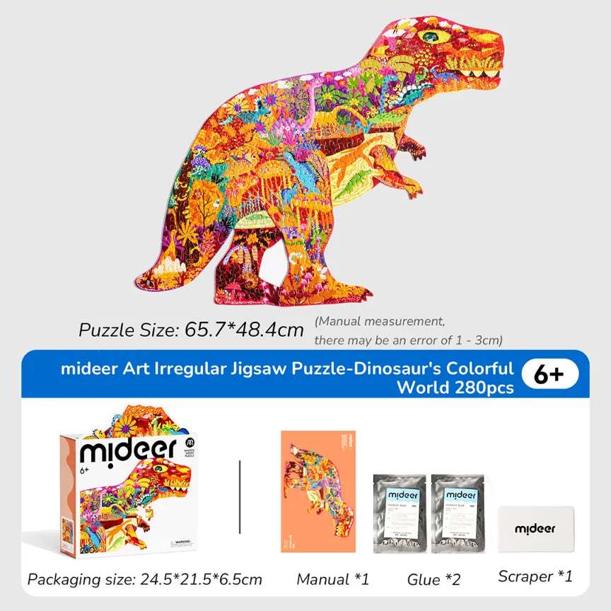 Dinosaur World, Shaped Artist Puzzle for Kids, 280 Pieces